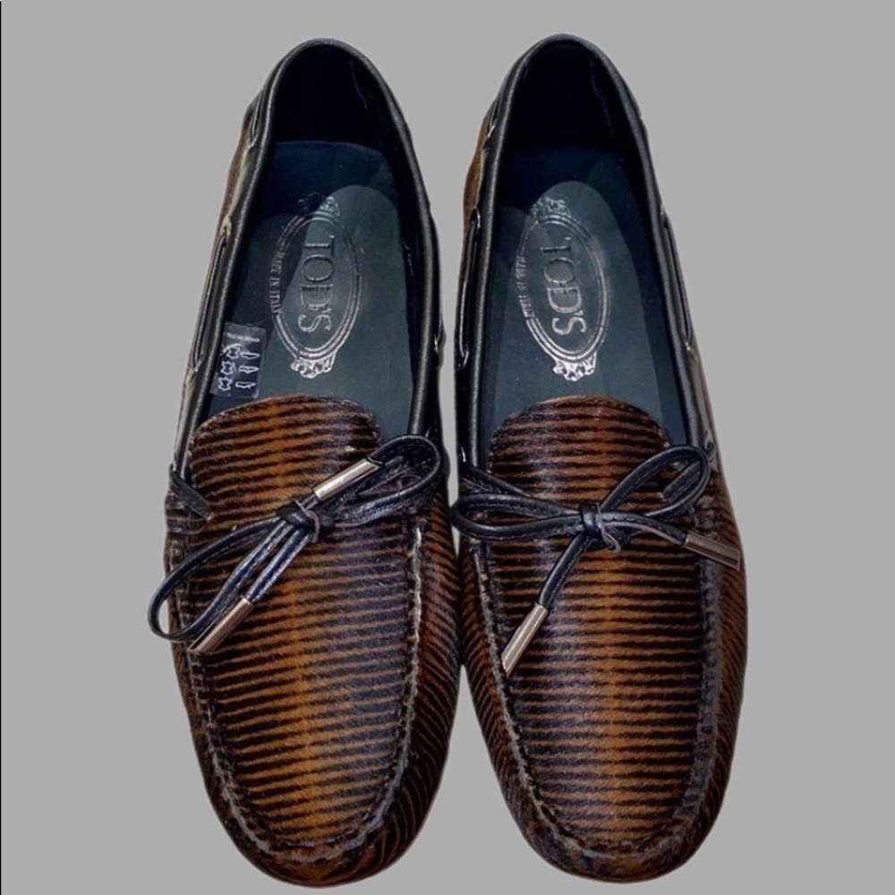 Limited Edition Tod's Fur Ebony Gommino Driving Moccasins Loafers